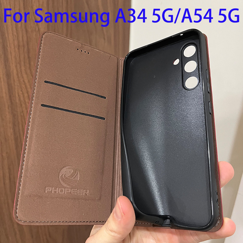 Magnet Genuine Leather Skin Flip Wallet Book Phone Case Cover On For  Galaxy A33 A53 A73 A34 A54 5G 