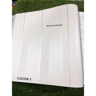 Wallpaper Dinding Garis Simple Soft Putih Cream Biru Hitam List Gold Vinyl Premium