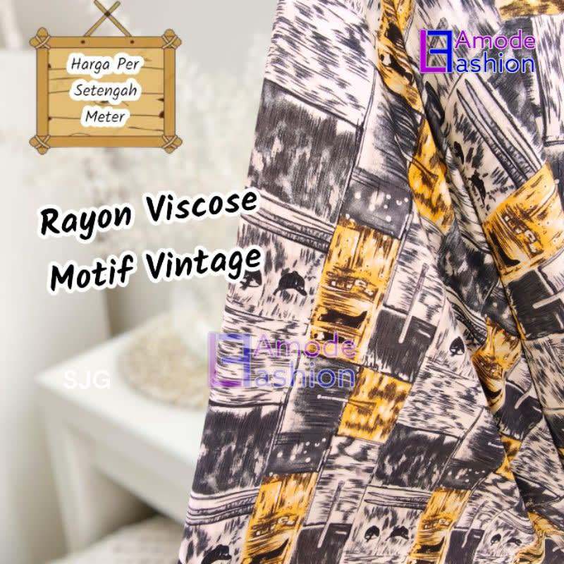 Kain Rayon Viscose Motif Vintage