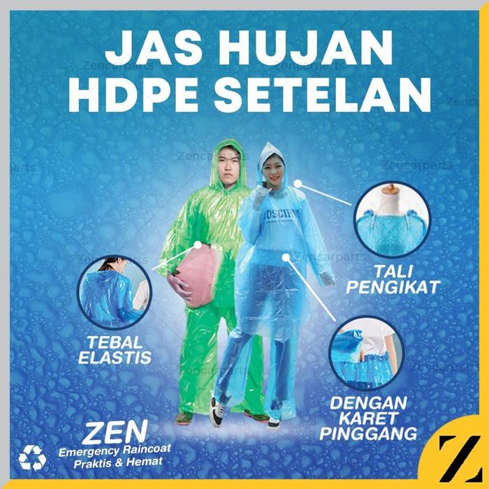 Jas Hujan Plastik Setelan Tebal ponco bening