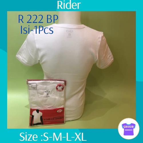 Re0H- Grosir Kaos Oblong Rider V-Neck R 222 Bp Isi-1Putih