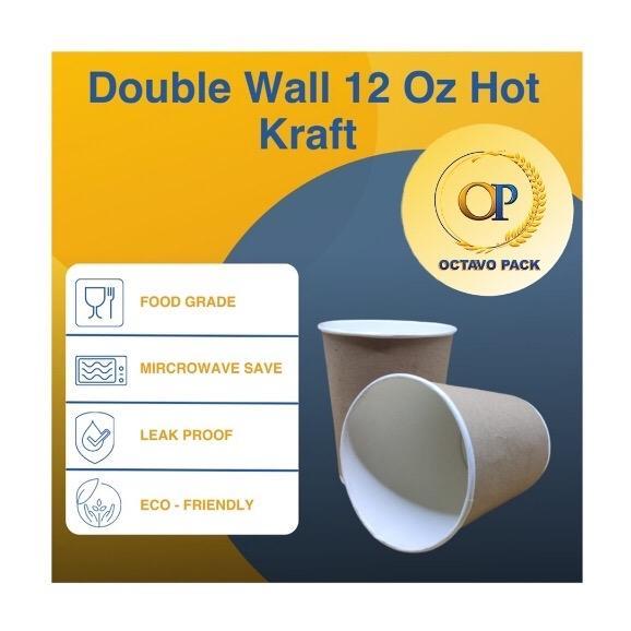 Paper Cup Double Wall Kraft 12 Oz / Double Wall 12 Oz Hot / Paper Cup Double Wall (Isi 50 pcs)
