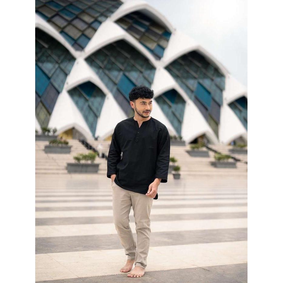 READY Turki Kemeja Koko Linen V-neck Lengan 7/8 BYBLANK Kemeja Koko Soft Cotton Linen Pria G00D