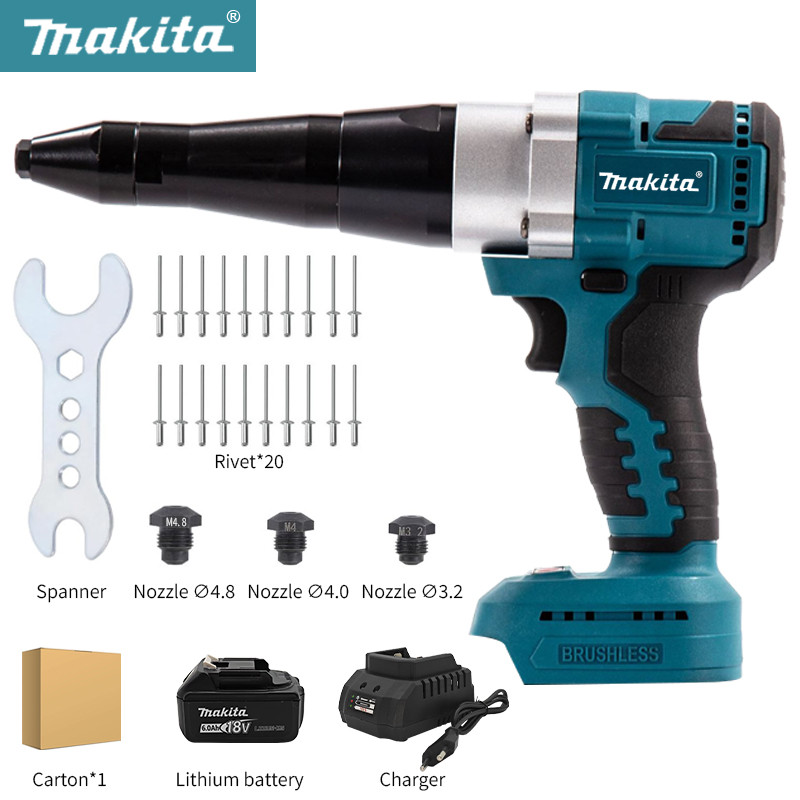 Makita 2.4mm-5mm Brushless Electric Rivet Gun LED Cordless Rivet Nut Gun Automatic Riveting Tool For