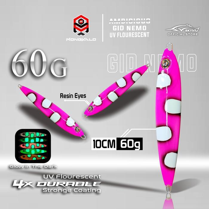 wkgw- Metal Jig 60 Gram Mongkalo Ambisious Full Gid Nemo Uv Flourescent Fosfor Umpan Metal