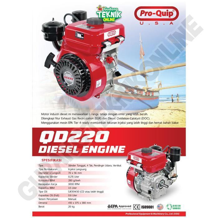 PROQUIP Engine Penggerak DIESEL 9HP PROQUIP QD220 9PK / Mesin Penggerak Serbaguna Solar Diesel Ketin