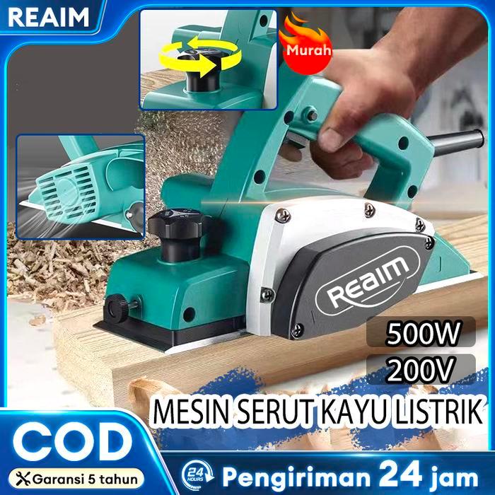 REAIM Mesin Serut Kayu Planer Listrik 900W Alat Pertukangan Kayu untuk Memoles Memotong Meratakan