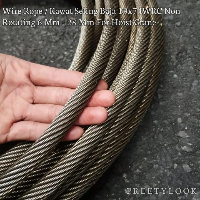 Promo Wire Rope Seling Baja 19X7 Iwrc 16 18 19 20 22 24 Mm Non Rotating Kawat Sling Baja For Hoist