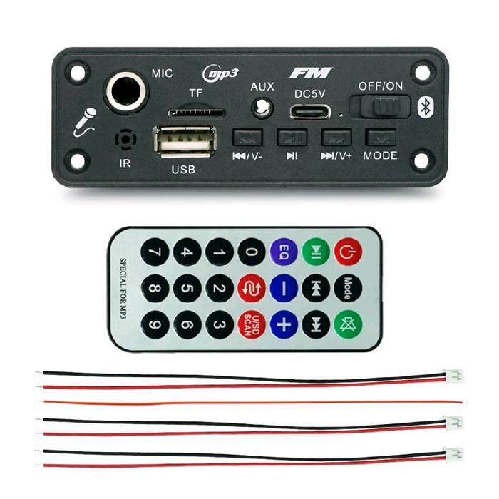 New 2x5W Modul Mp3 Player Stereo Amplifier DC 3.7V - 5V Bluetooth Mic Karaoke