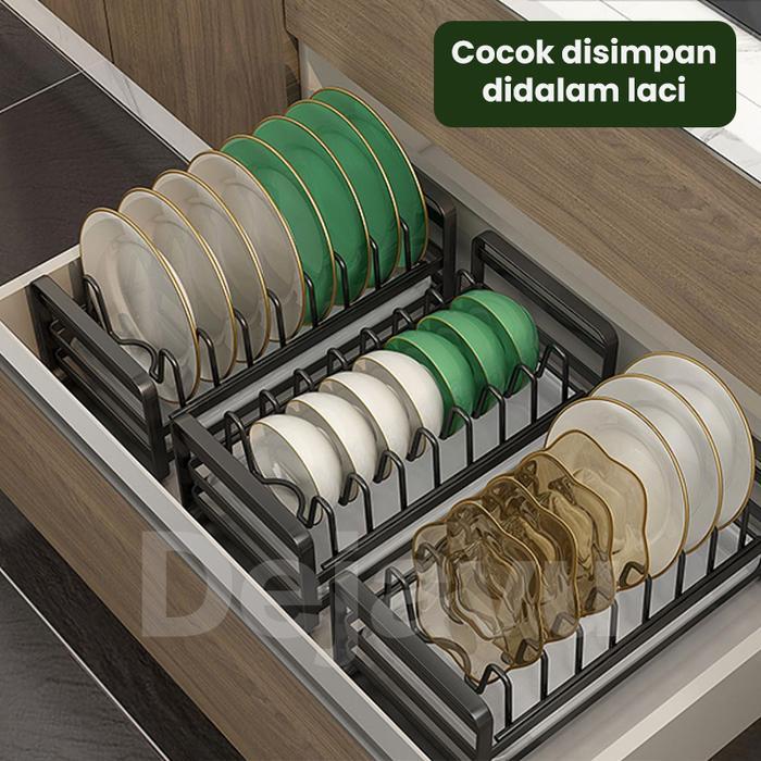 81tq- Dejavu Rak Piring Dapur Serbaguna Tempat Cuci Piring Stainless Steel Rak Wastafel