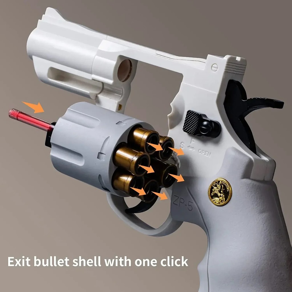 Continuous Firing ZP5 357 Revolver Launcher Pistol Soft Dart Bullet Toy Gun CS Outdoor Battle Game