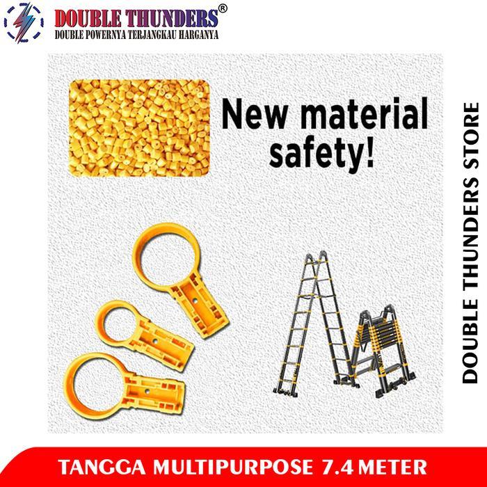 Dt Yb3774 Tangga Lipat Double Teleskopik 3.7M + 3.7M 7.4 Meter Tangga Spiral Minimalis