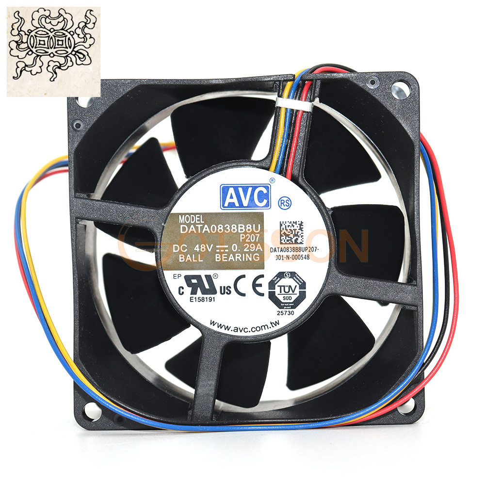 Jinsuleng For Avc Data0838B8U 8038 8Cm 80Mm 48V 0.29A 4 Wire Dual Ball Bearing Cooling Fan