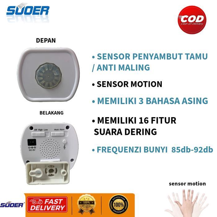 s2nu- Bell Pintu Sensor Gerak Alarm Penyambut Tamu Sensor Gerak Anti Maling