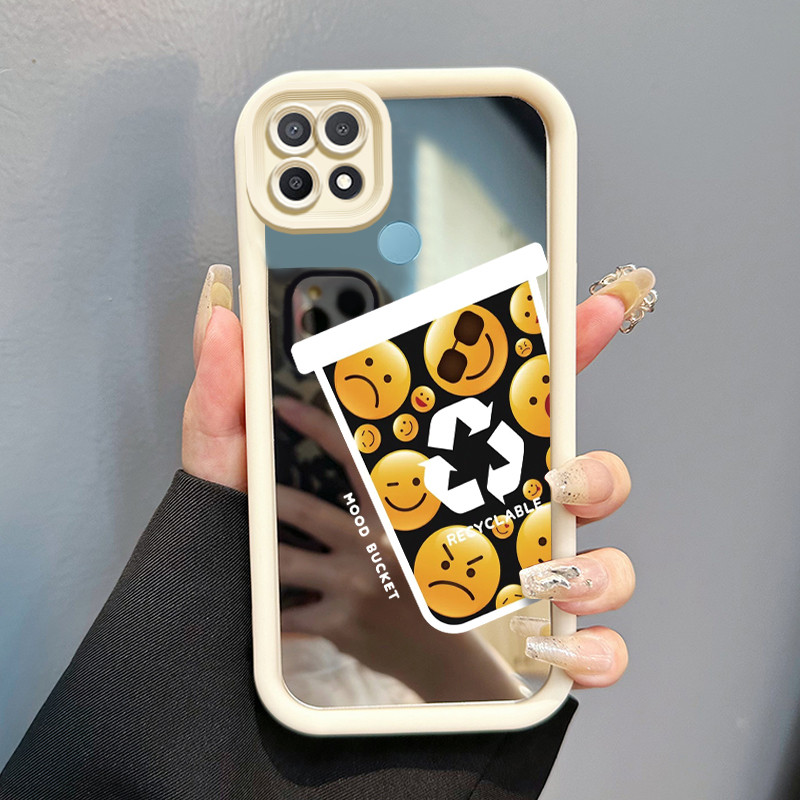 Casing Hp OPPO A15 A15s A35 Case HP Casing pola Cangkir tas emosi Kartun Kasing cermin Cesing Siliko
