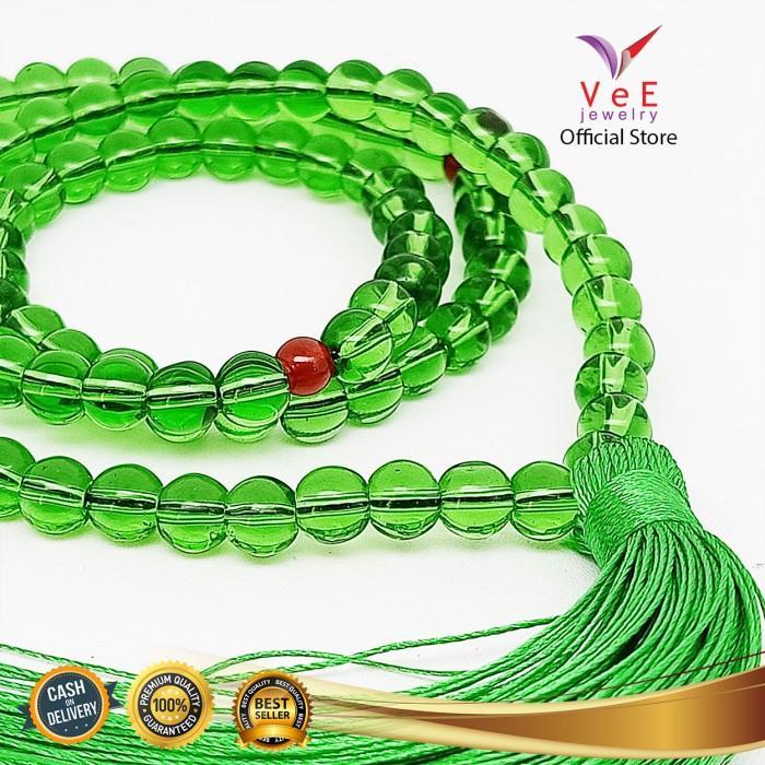 ASLI Tasbih 99 Butir Batu Giok Asli 8mm Hijau Tua- VeE Kalung Tasbih Muslim READY STOCK
