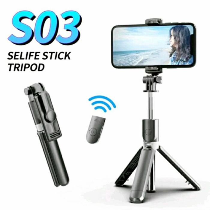 Sale Promo  S03 Tongsis Tripod Bluetooth S03 Selfie Stick Tripod Tongsis
