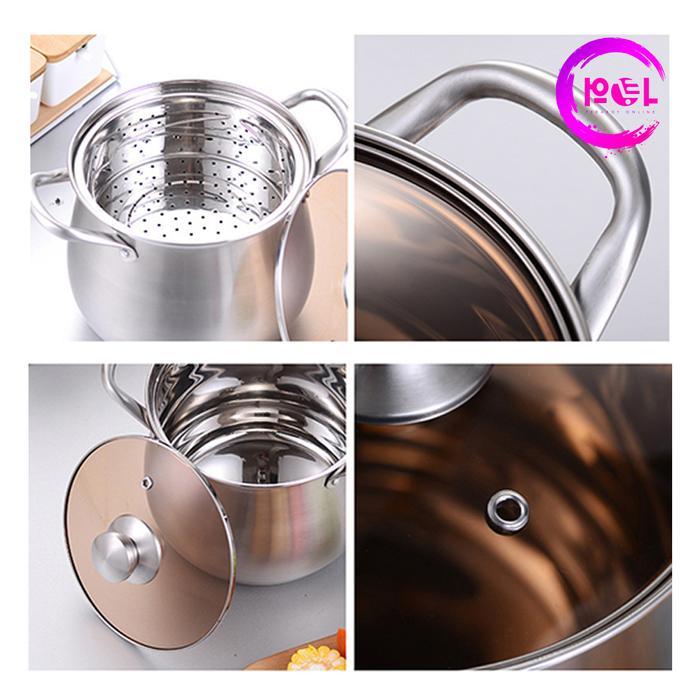 Cypruz Kitchenware - [POL] COD Panci Aladin + Steamer Panci Tinggi 22cm Panci Stock Pot Panci