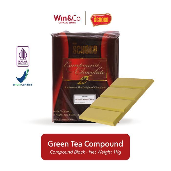 SCHOKO Green Tea Compound Block - 1 Kg / Coklat Batangan