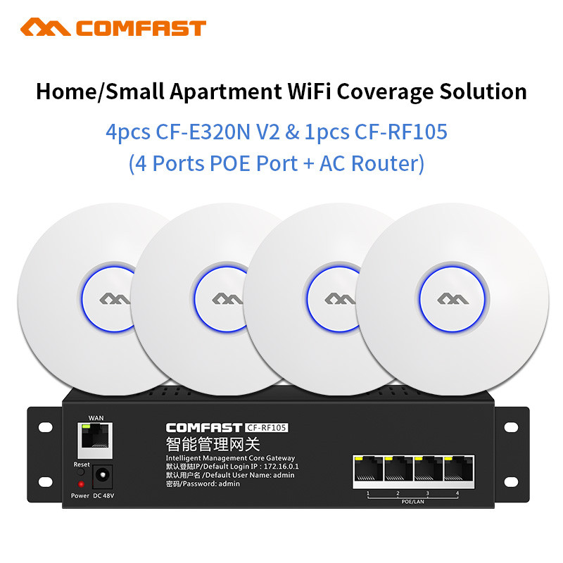 Comfast Hotel Home Wifi Cover Seamless Wi Fi Manage System 4Pc 300Mb Indoor Access Point Ap + 1