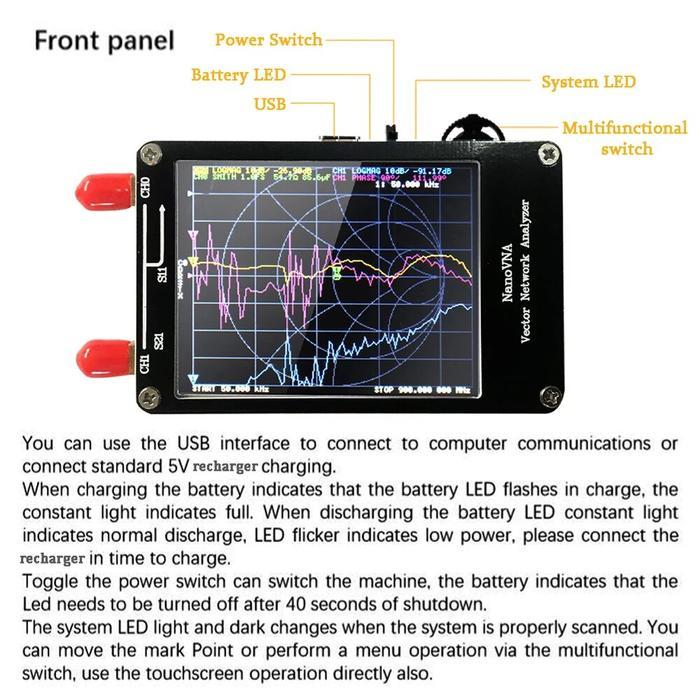 Nanovna Vector Network Analyzer 50Khz-900Mhz Standing Waves Shortwave Mf Hf Vhf Uhf Antenna Analyzer