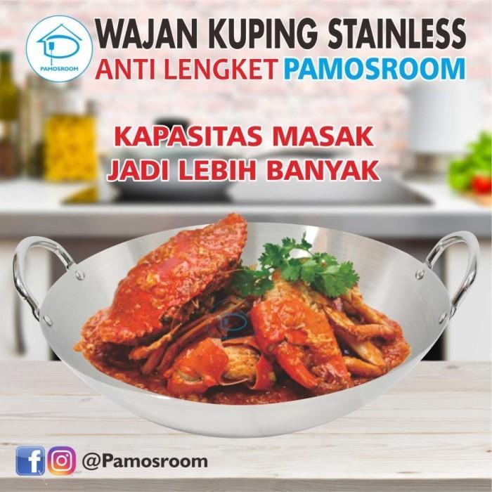 Wajan Gagang Kuping 2 Sisi Stainless Steel Awet Murah Tebal Anti Lengket Premium Calypso Diameter 34
