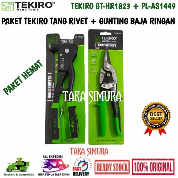 PAKET TANG RIVET DAN GUNTING SENG BAJA RINGAN 10" TEKIRO ORIGINAL HOLO