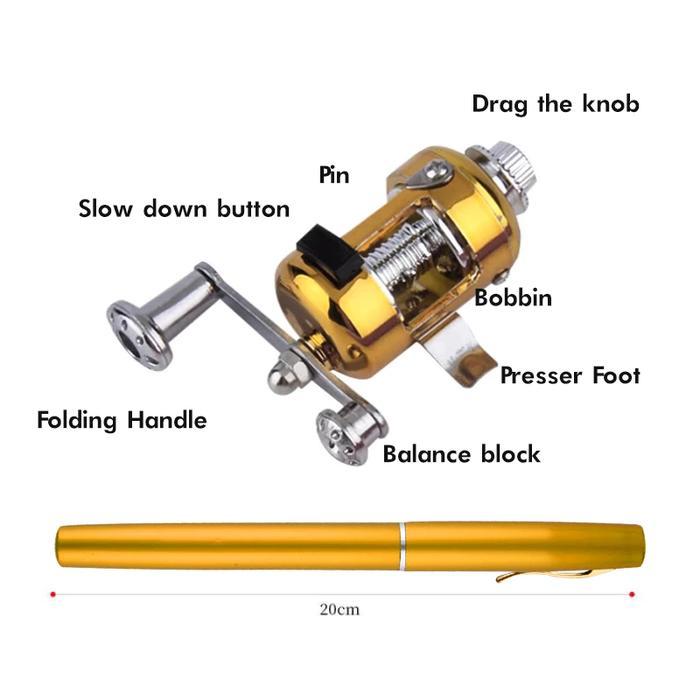 Satu Set Joran Pen Mini Alat Pancing Pulpen Casting Mancing 100cm
