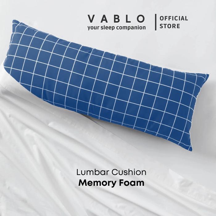 Discount - Vablo bantal lumbar cushion memory foam micro - motif biru