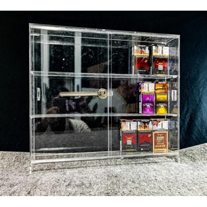 Akrilik Display Rak Lemari Rokok Rak Acrylic Rokok + Kunci