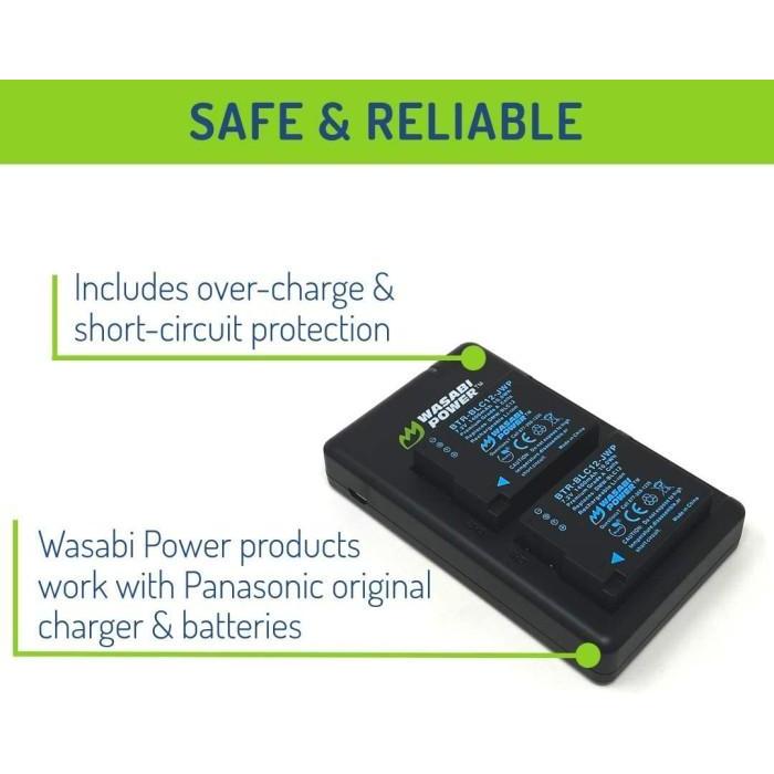 Wasabi Power Battery & Charger for Panasonic DMW-BLC12 DMW-BLC12E DMW BLC12E BLC12 Lumix DMC DC G5