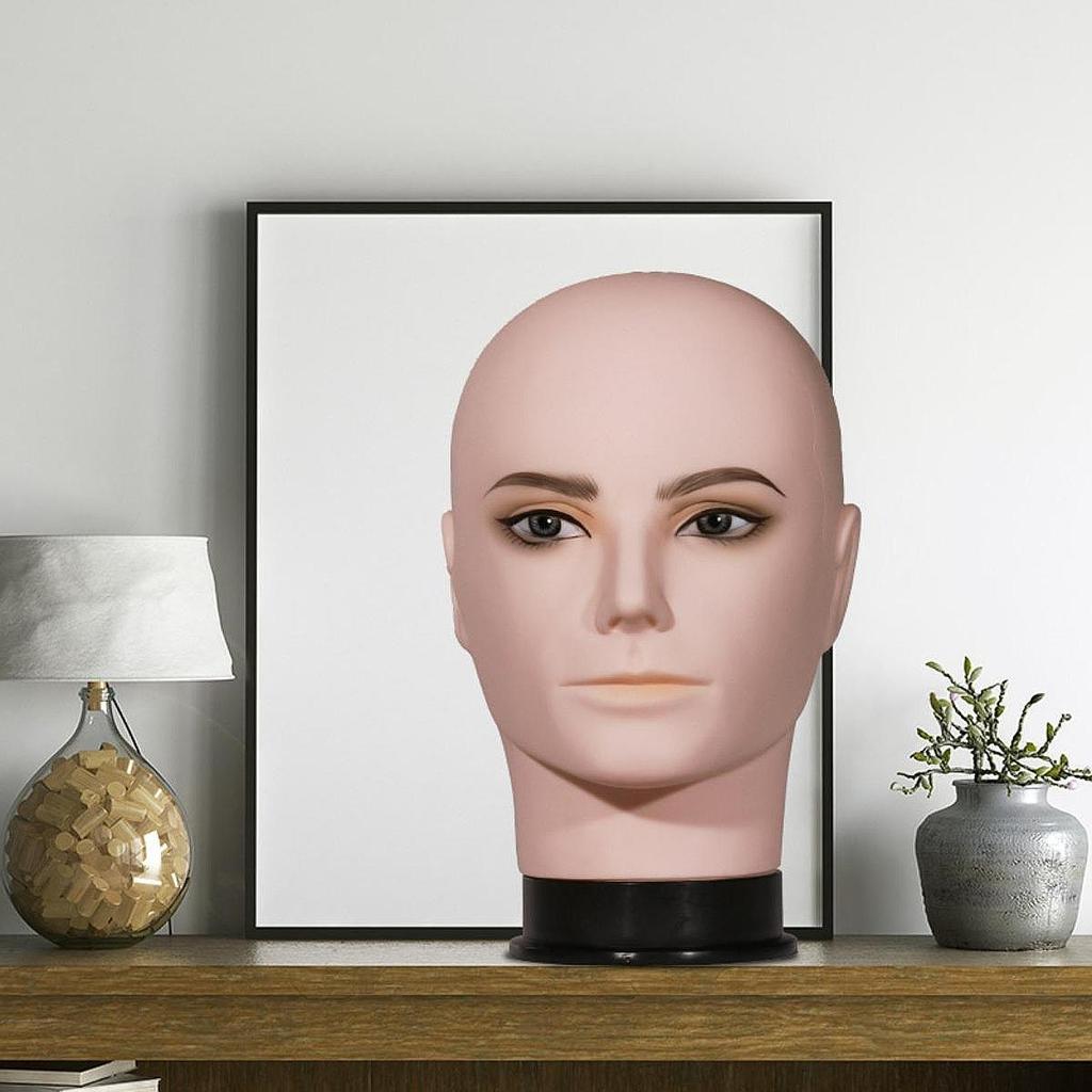 Male Bald Mannequin Head Wig Display Model,Smooth,Stable Base,Manikin Wig Head,Wig Holder for Wig