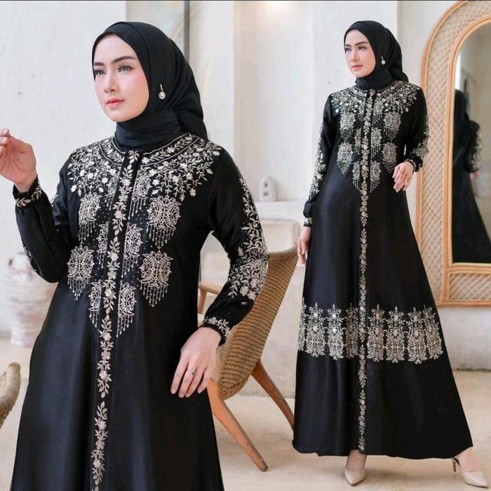 Gamis Lebaran 2024 Cristal Silk Premium Motif Bordir Pintu Aceh 2