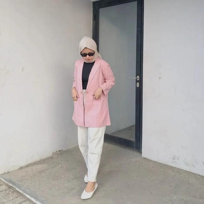 Avenza- Pure Blazer Outer Linen Korea Oversize Big Size /Jas Wanita Semi Tebal Basic Formal Atasan