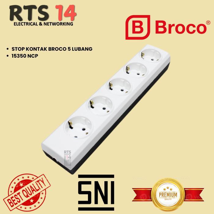Stop Kontak Broco 5 Lubang 15350 NCP / Terminal Extention 5 Lubang / Colokan Listrik Broco Putih