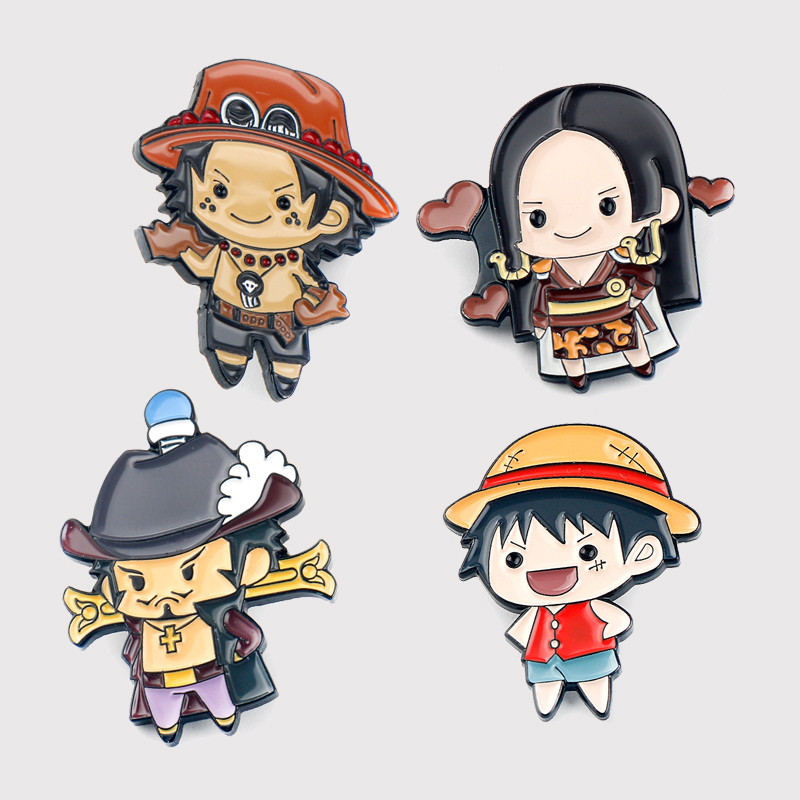 Anime Figure Brooch Pins Cartoon Charactors Boa Hancock Ace Luffy Enamel Badge Corsage Lapel Pin