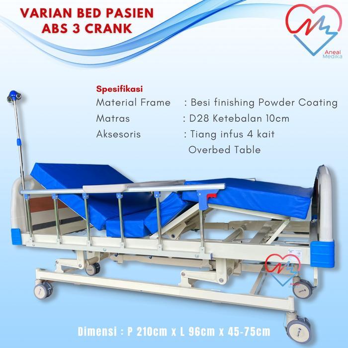Bed Pasien Tipe Abs 3 Crank - Ranjang Rumah Sakit - 3 Fungsi