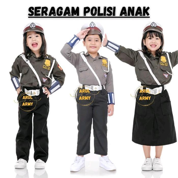 Murah COD BAJU SERAGAM POLISI ANAK SETELAN ANAK POLISI SERAGAM TK PAUD POCIL POLISI LANTAS ANAK