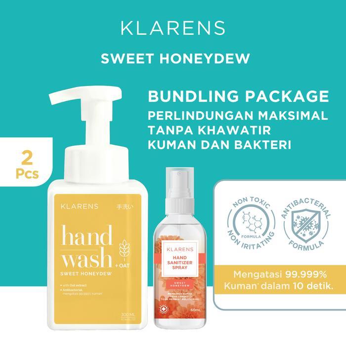 SALE Hand Wash Klarens Sweet Honeydew 300ml + Klarens Honey dew 60ml Termurah