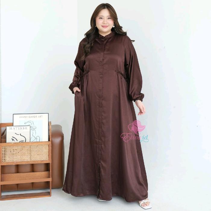 [Potongan Harga] Jumbo Gamis Vivian polos maxmara marbela mahogany ld 120 130 140 cm