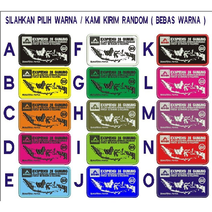 ADVENTURE PATCH BORDIR LOGO EIGER EKSPEDISI 28 GUNUNG MAP INDONESIA EMBROIDERY KOMPUTER | ADV-311