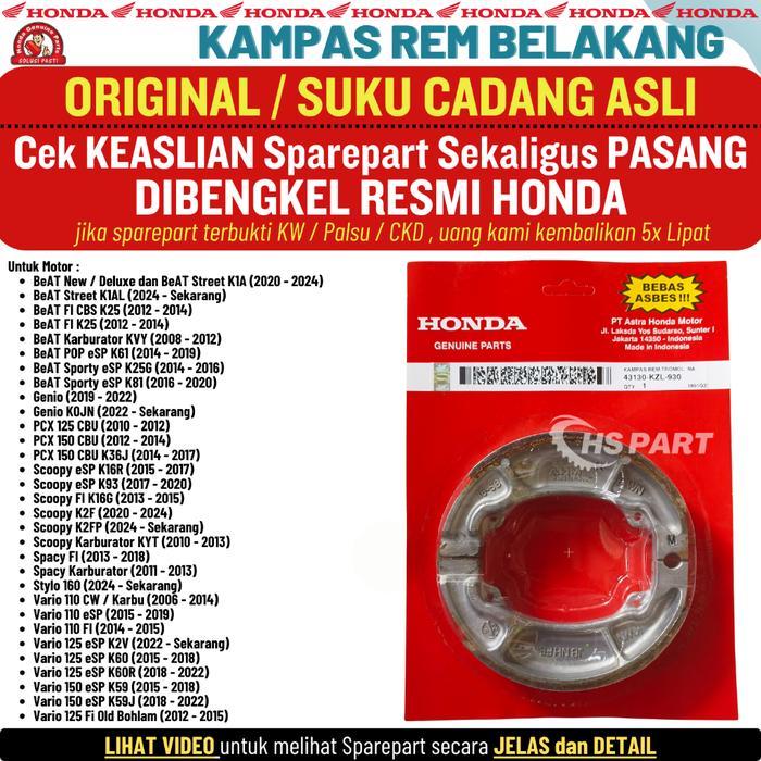 KAMPAS REM BELAKANG TROMOL VARIO 125 150 FI OLD LED NEW VARIO 160 ORIGINAL HONDA 100%