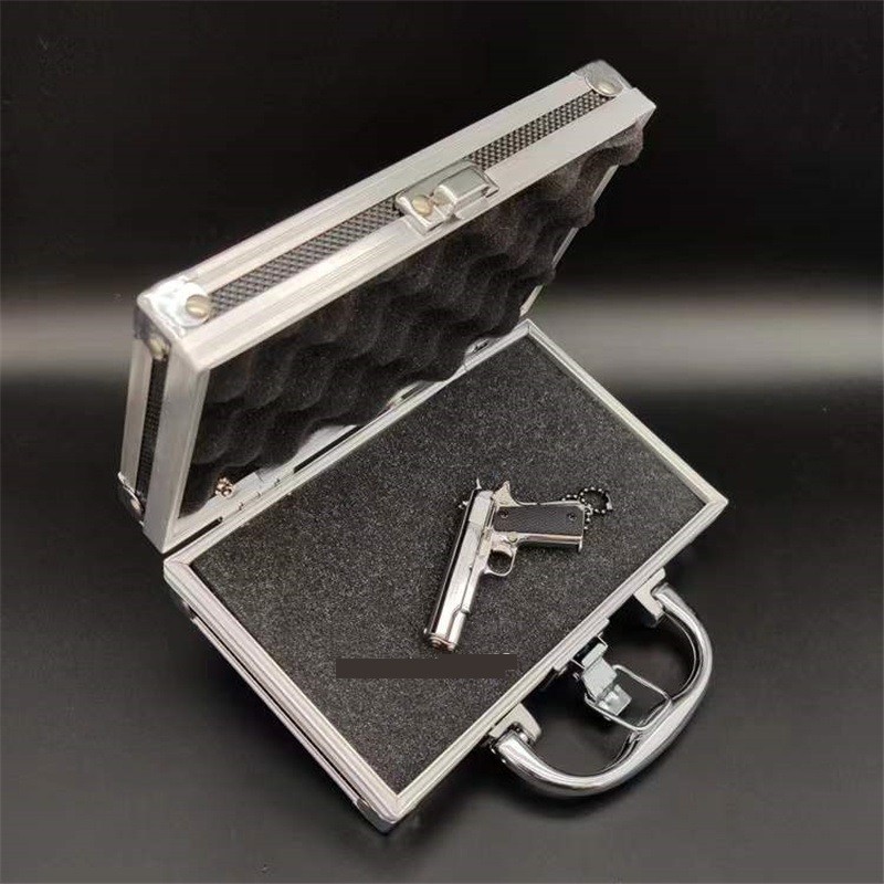 ToyTime Alloy Suitcase Box for Mini Pistol Keychain 1:3 Glock17 G17 Keychain Beretta 92F M1911 Deser