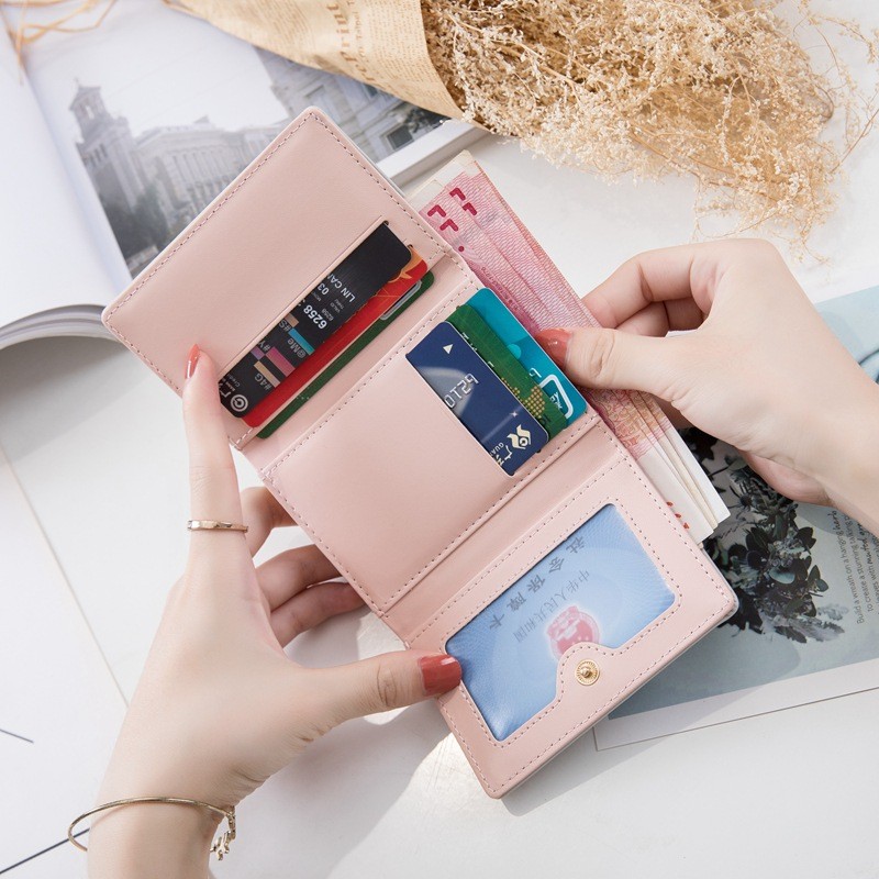 2023 New Simple Folding Ms. Wallet Student Cute Cartoon Card Clip Coin Purse Female Short Money Clip