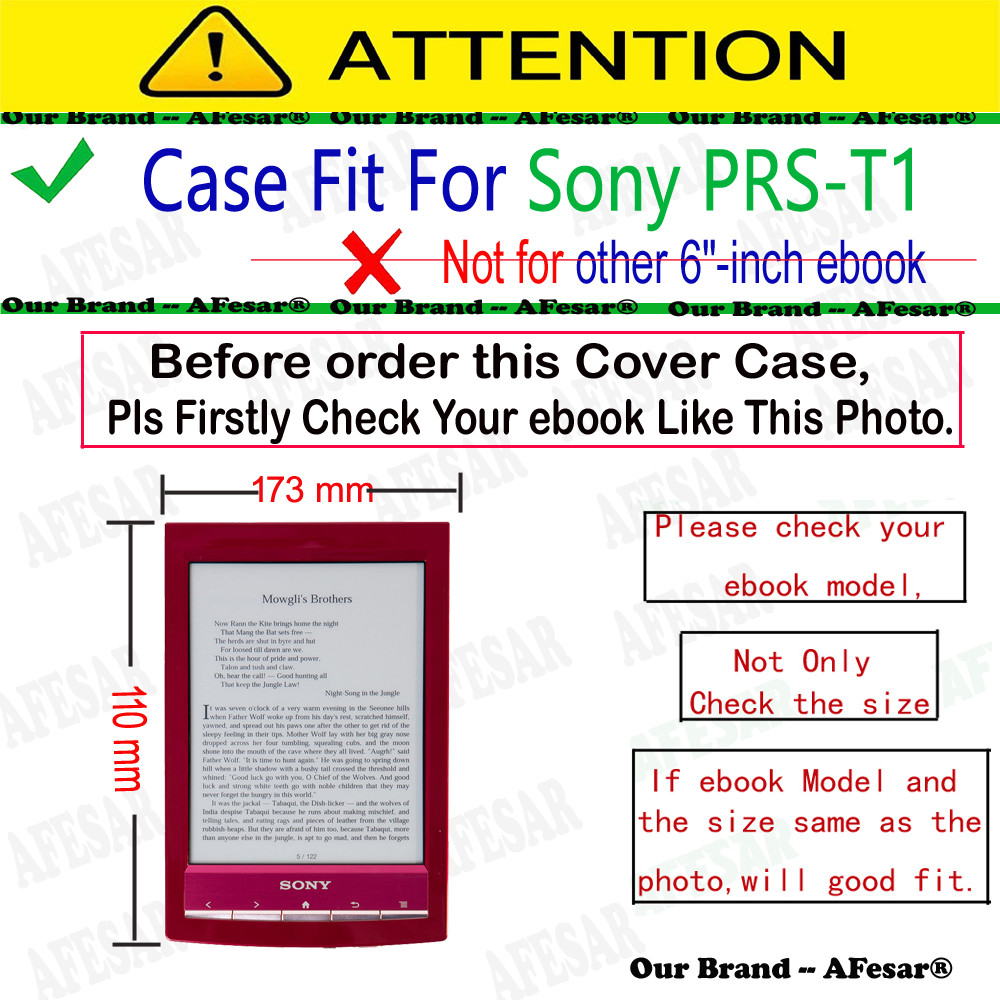 Folio Leather Case for Sony PRS-T1 Digital Book Reader Protective Cover with Magnetic Closure Pocket