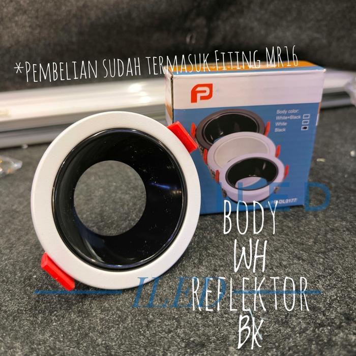 Downlight Halogen Spot Pinhole Reflektor Hitam Fitting Rumah MR16 MR