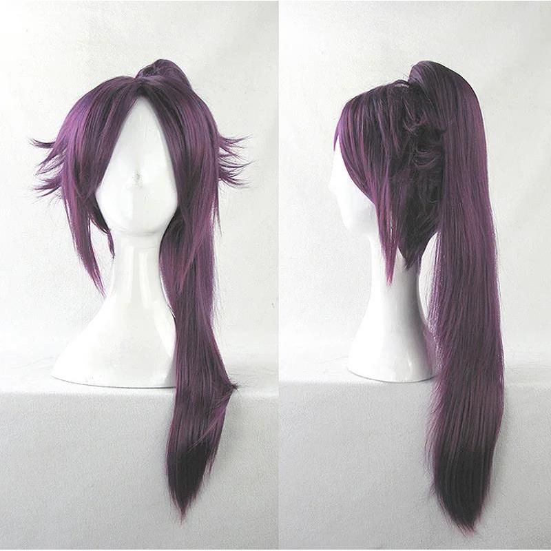 Shihouin Yoruichi Cosplay Wigs Long Purple Ponytails Heat Resistant Synthetic Hair Halloween Wigs