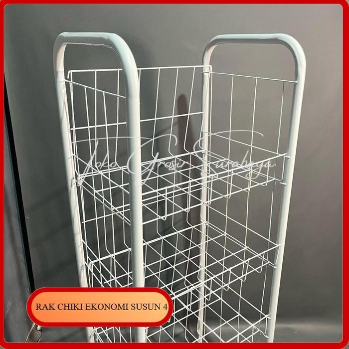 rak chiki jumbo ekonomi + roda 4pcs 360/Rak keranjang jajan/Rak snack/Rak mini market/rak jualan