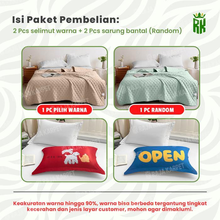RAJA - Selimut Korea Kain Halus Lembut Selimut Motif Polos Microtex + Sarban Sargul Bahan Lembut,