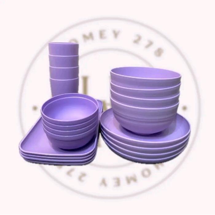 20Pcs/Set Piring Mangkok Baso Sup Gelas Plastik Wheat Straw